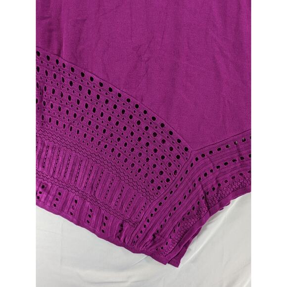 Grace Elements Eyelet Blouse M Purple Light Tank Asymmetric Scoop Neck‎ Knit - Picture 5 of 8